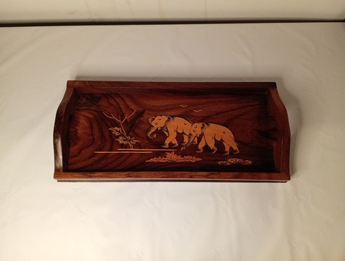 Dark brown wood small - wood, serving
