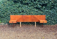 VINTAGE G PLAN IB KOFOD LARSEN TEAK HEADBOARD WITH BEDSIDE TABLES