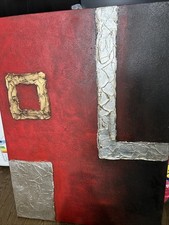 Hand Crafted Abstract  Original Oil  red gold 