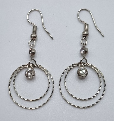 Silver tone etched design - silver,