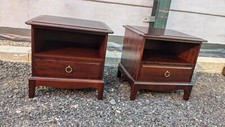 Pair of stag low bedside tables with drawer and shelf S2E020525B