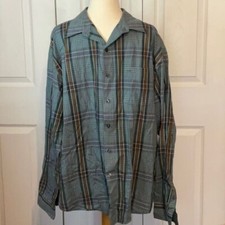 Van Heusen Classic Fit Green Brown Plaid Button Down Shirt XL