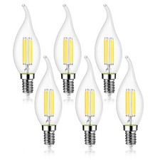 6packs x 4W LED Filament Flame Candle Bulbs C35 SES Small Edison Screw E14 Bulbs