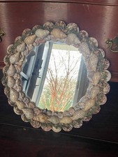 Handmade Seashell Wall Mirror Coastal Cottage Beach Decor – 12” Round