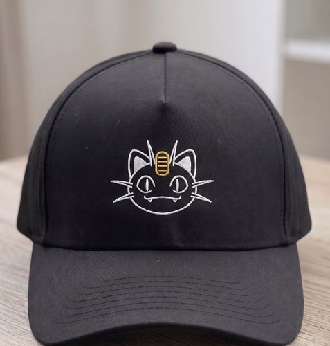 Embroidered anime cat - anime, black