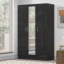 REFLECT Gloss Bedroom Furniture 3 Door Mirrored Wardrobe - 4 Colour Options