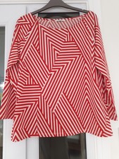 Artigiano Silky Red White Stretchy Top Label Says 16, Will Fit 12-14  New 💐