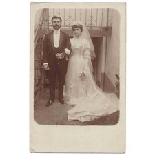 WEDDING Edwardian Bride & Groom RP Postcard, Unused