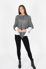 95% Alpaca poncho, baby alpaca lightweight, warm, smoke grey handmade in Peru