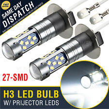 2pcs 6000K H3 LED Light Bulbs Conversion White HID Bright 27-SMD Fog Lamp Bulb,