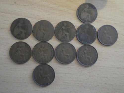 11x george halfpennies 1916 - george, v