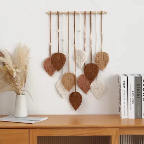 Handmade leaf macrame wall - handmade,