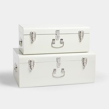 Cream Metal Storage Trunks Set