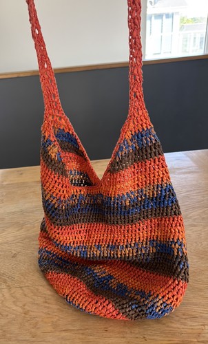 Mango strips straw tote - strips,