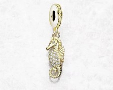 Gold Sea Horse White Diamante