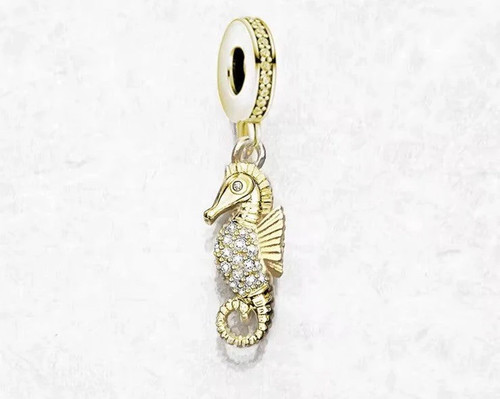 Gold sea horse white - gold,