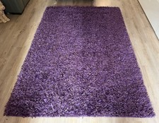 Large Plum Purple 100% Wool Ribbon Rug - 160 x 230cm RRP £200 Perfect Condition
