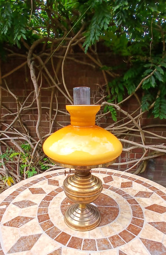 Antique duplex oil lamp - antique,
