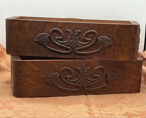 Antique pair oak drawers - pair,