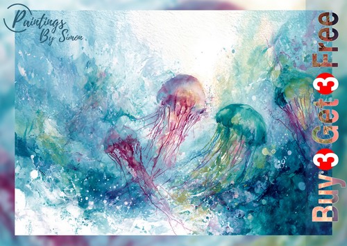 Jellyfish watercolor - jellyfish,