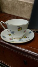 CROWN STAFFORDSHIRE English Gilt Tea Cup, Fine China Floral Tea Cup and Saucer,