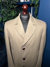 Vintage Burton Tailored Overcoat Coat Lambswool 100% Camel Brown Mens 36 Large
