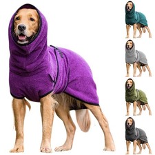 Pet Dog Winter Warm Plain Wrap Towelling Drying Robe Dressing Gown Coat Clothes