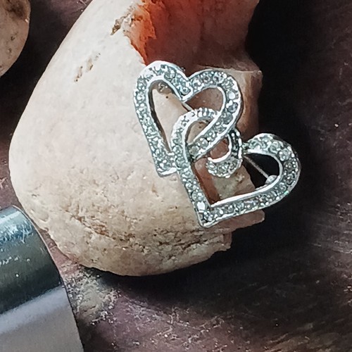 Double heart silver - double, metal