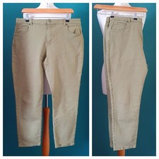 WHITE STUFF Size 16 Sage Green Stretch Straight Cropped Pocket Jeans-VGC