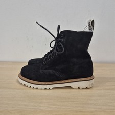 Dr Martens 1460 Pascal Soft Black Suede Leather Chunky White Bex Sole Boots Uk 6