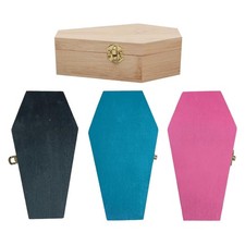 Wooden Coffin Box with Hinged