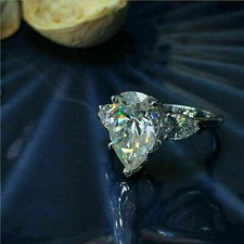 3Ct 3 Stone Simulated Pear