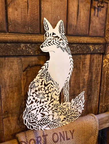 White metal fox wall plaque - metal,