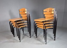8 Stacking Danish Plywood and Metal Chairs Vintage Retro EB7277 MSTA