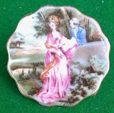 COALPORT REGENCY LADY & GENTLEMAN BROOCH.