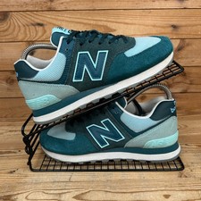 New Balance 574 Trainers Womens Size UK 5 Trek Teal Green Suede Casual Shoes NB