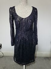 NWT - PEPPERBERRY Dress Size 12 Super Curvy Gold/Blue Lace Floral print Lined 