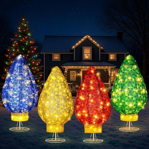 Giant christmas lighted lamp - christmas,
