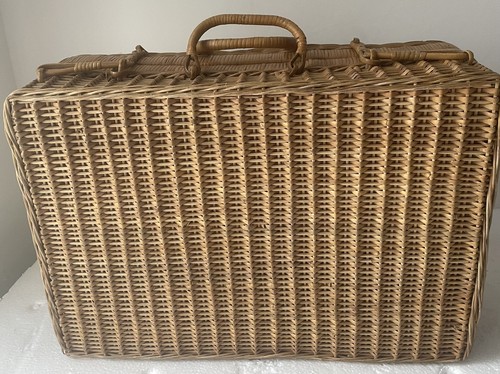 60s vintage rattan suitcase - vintage,