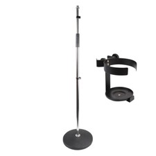 Chrome Round Base Heavy Duty full hight Microphone Stand + drink holder