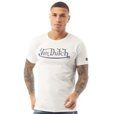 Von Dutch Mens Alpha Basic Signature Logo Crew Neck T-Shirt. Small - White