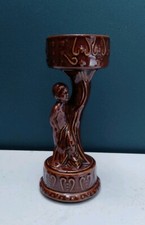 Royal Wessex Art Deco Boy Cherub Figurine Brown Ceramic Tea Light Candle Holder 