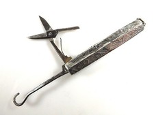 ANTIQUE SILVER CHATELAINE GLOVE HOOK / COMBINATION SCISSORS CHESTER 1911 R105/2