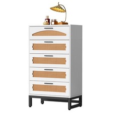 Rattan 5 Drawer Dresser Chest