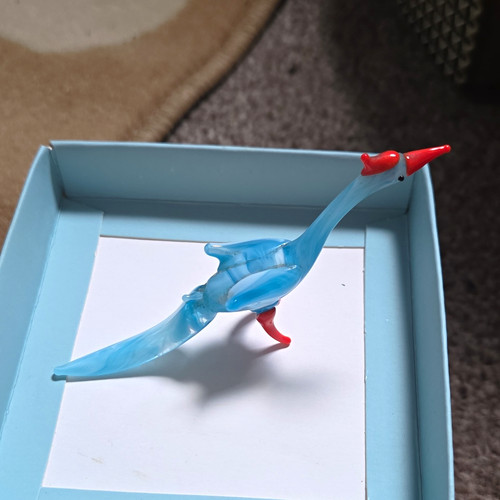 Glass blue red - red, bird