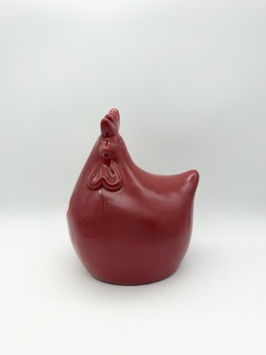 Large red ceramic hen oslo - large,