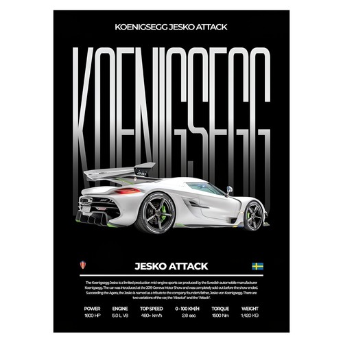 Koenigsegg jesko attack poster - koenigsegg,