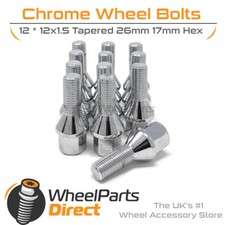 Wheel Bolts (12) 12x1.5 for Smart Fortwo [Mk2] 07-14 on Aftermarket Wheels