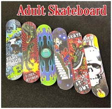 Strong Skateboard for Adults Girls & Boys Beginner Double Kick Skateboards 78cm