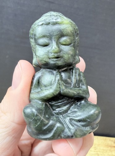 Crystal green jade buddha - crystal,